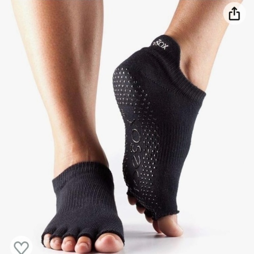 Toesox lowrise blue half toe grip sole  skydiver arch support socks
